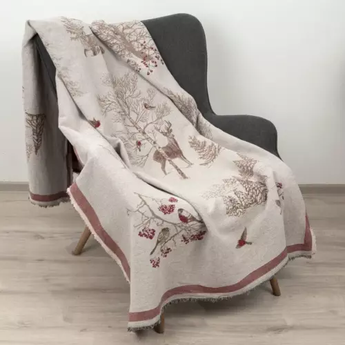 Льняной плед Зимний лес 125х195